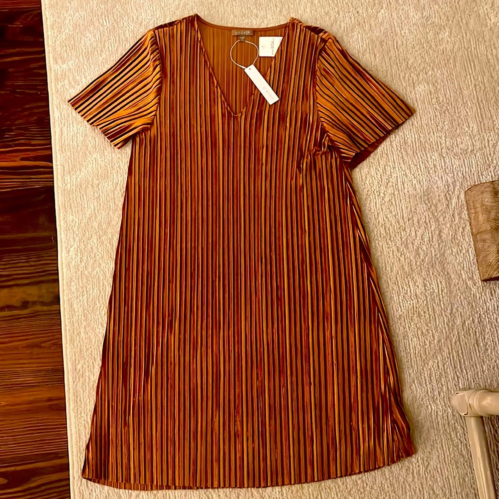 Copper velour short sleeve dress